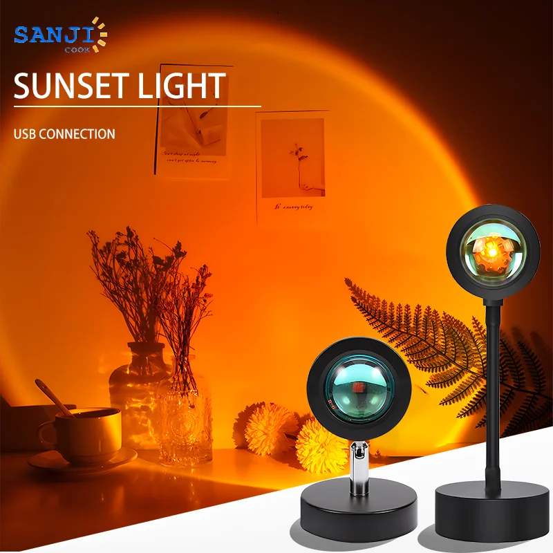 USB Direct Connection Sunset Projector Sunset Atmosphere Creation Lamp Shooting Scene Lamp Suitable For Living Room And Bedroom