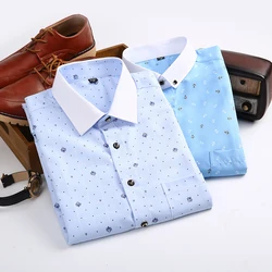 New men's printed short sleeve shirt social fashion personality long sleeve Hawaii slim fit free ironing anti-wrinkle casual