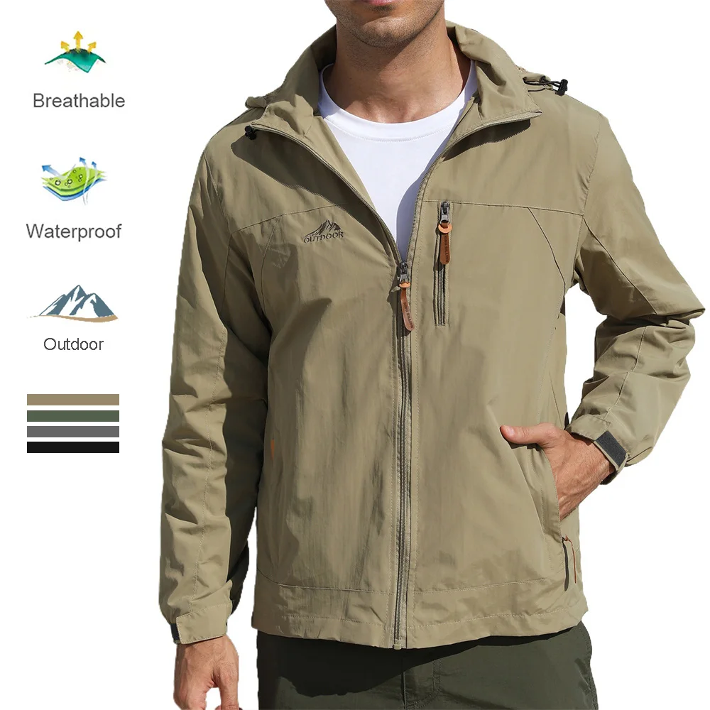 

Мужская уличная куртка, весенне-осенняя ветрозащитная куртка с капюшоном на молнии, альпинизм, кемпинг, пеший туризм, дышащая модная верхняя одежда