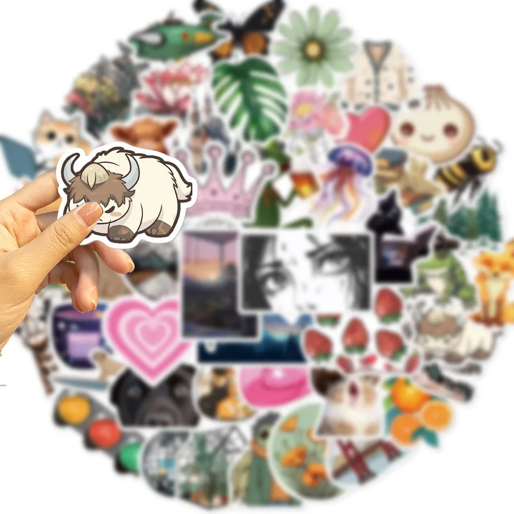 50 قطعة من ملصقات الكتابة على الجدران ذات المواضيع الرائجة الكرتونية - ديكور مقاوم للماء يمكنك صنعه بنفسك لتسجيل الجيتار والكمبيوتر المحمول وتسجيل الأمتعة متجر YourLife