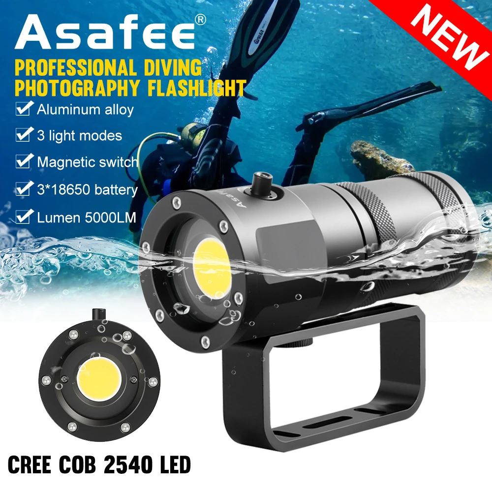 

Подводный фонарь Asafee DR10: Новый профессиональный мощный светильник для подводной съемки, 5000K, чистый белый свет для видео и фото