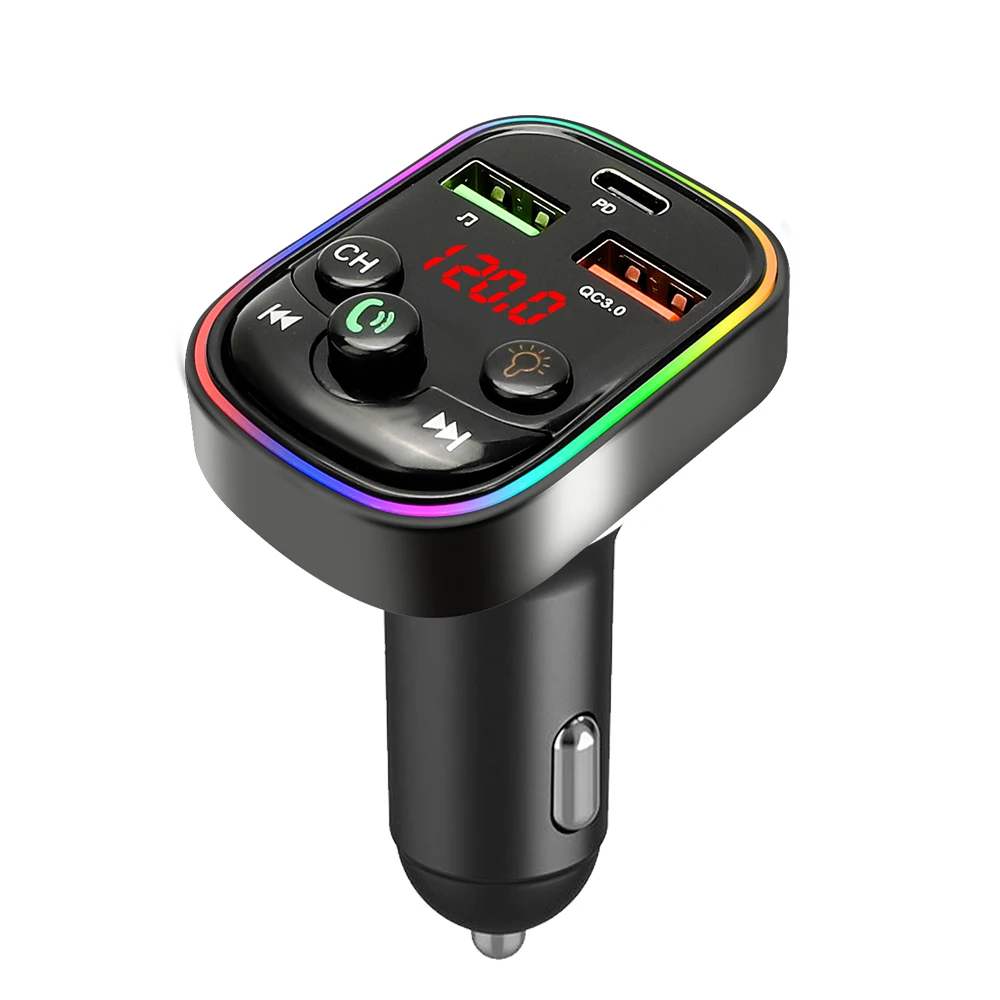 

2024 New Bluetooth Fm Transmitter Type C 3.1A Usb Fast Charging Handsfree Calling Wireless Car Kit Fm Modulator Car Mp3 Player