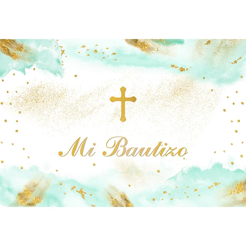 Avezano Mi Bautismo Photography Background Golden Cross Kids Baby Baptism Party Custom Backdrop Photo Studio Decoration Banner