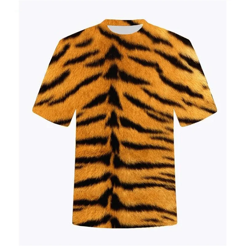 Creative Tiger Pattern Children's Clothing Summer Short Sleeve Kids T Shirt Fashion Funny Round Neck Outdoor Girl Clothes Tops