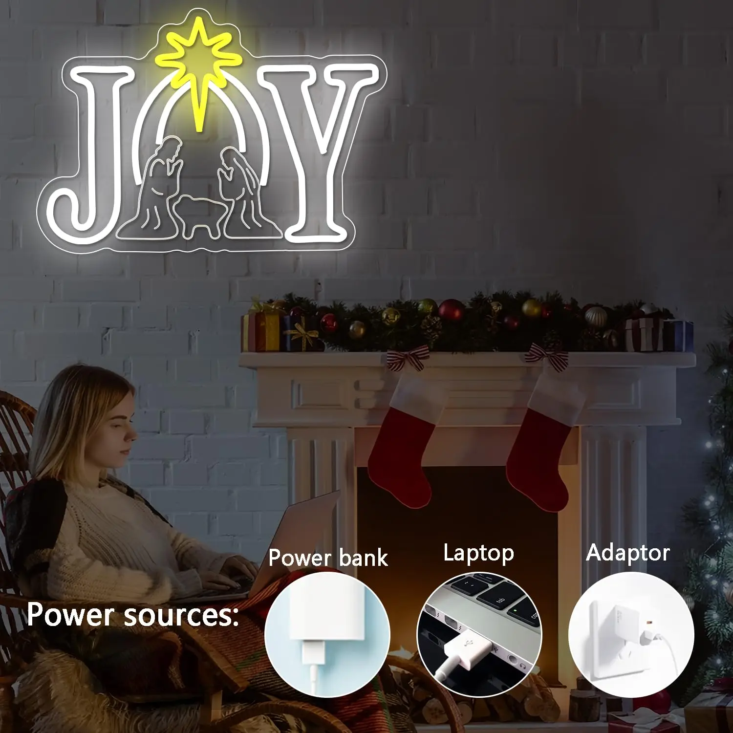 المهد عيد الميلاد النيون تسجيل يسوع LED الفرح تضيء تسجيل نحت عكس الضوء جدار ديكور لغرفة المعيشة مكتب مشهد المهد #6