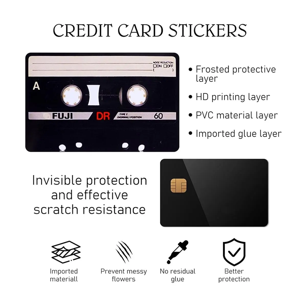 4PCS Credit Card Skin Set Sticker Film Skin Cover Waterproof Card Sticker for Game Machine Theme Bank Card Sticker