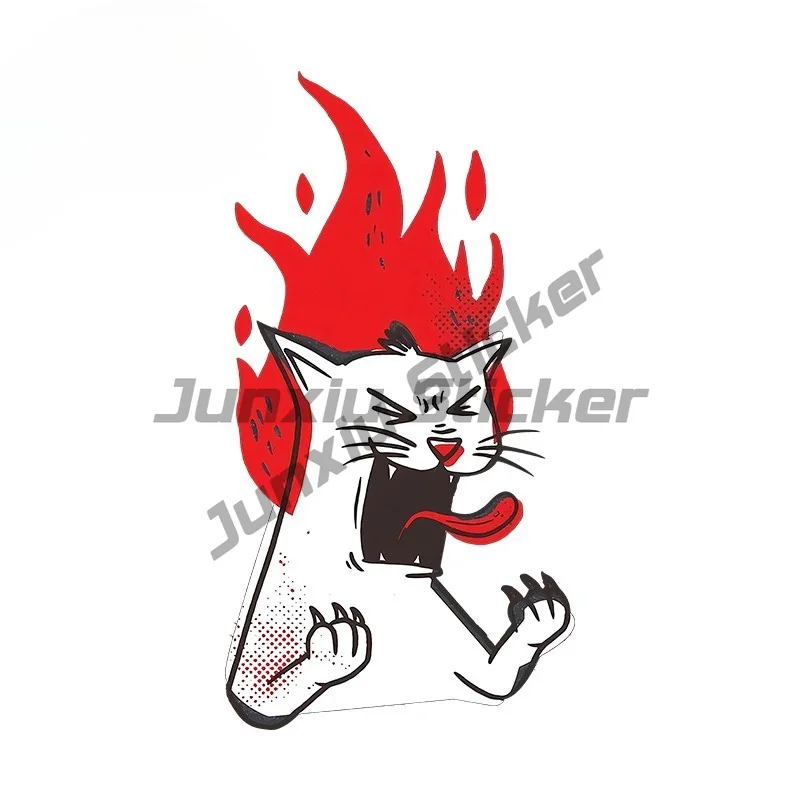 

For CAT ANGRY Fire Car Stickers Fashionable Sunscreen Decals Creative Windows Laptop Decor Car Label