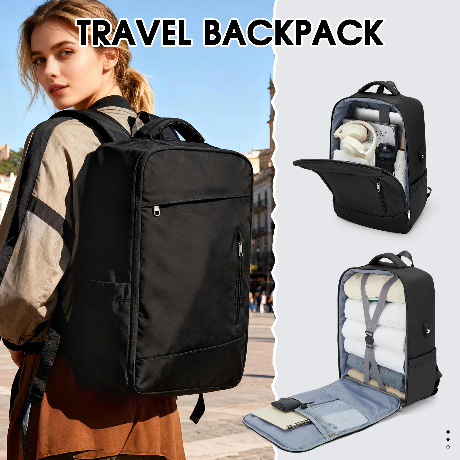 حقيبة ظهر للسفر على شكل طائرة للرجال والنساء، حقيبة ظهر للكمبيوتر المحمول مقاس 15.6 بوصة، حقيبة عمل للمقصورة خفيفة الوزن وطاردة للماء #1