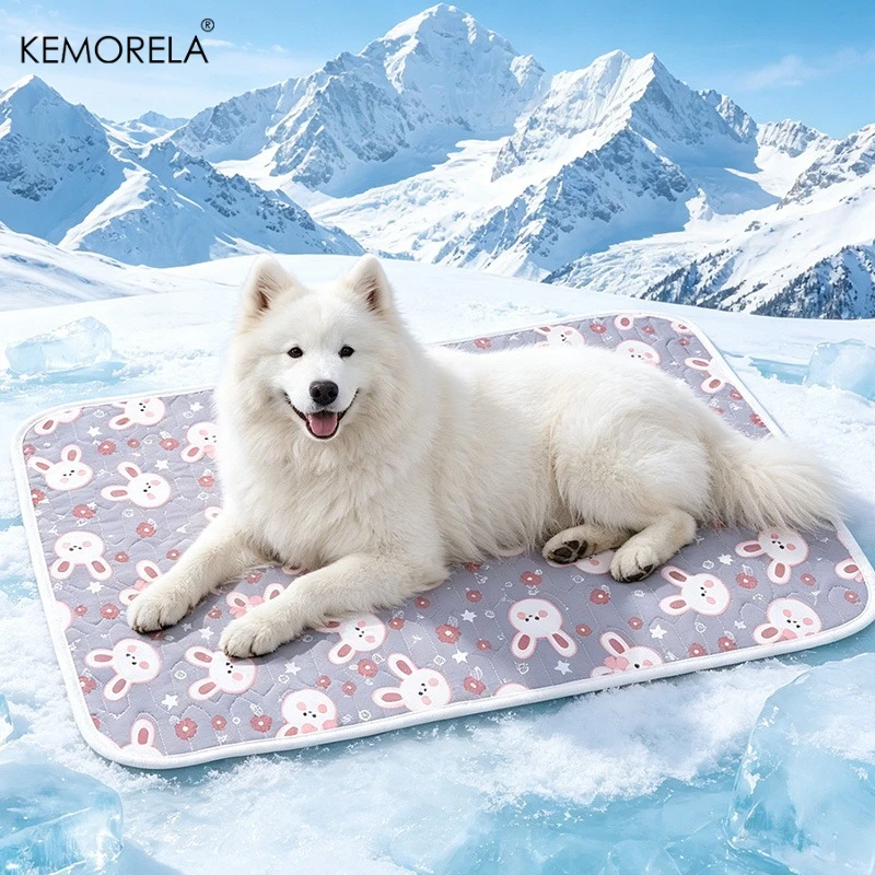 Pet Summer Cooling Latex Pad Cute Cartoon Pattern Cat Dog Sleeping Mat Kennel Ice Silk Cool Mats Floor Sofa Blanket Pet Supplies