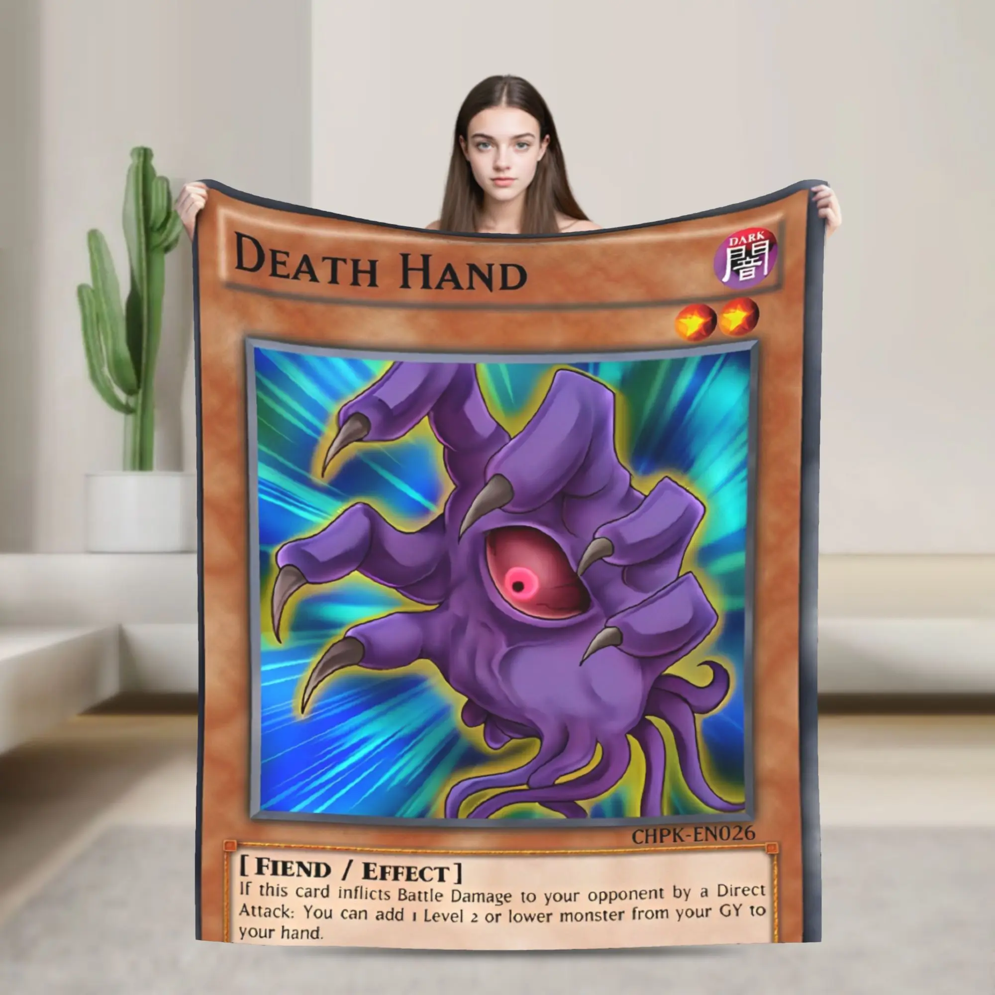 Yu Gi Oh Card Death Hand Plush Blankets  Funny Throw Blanket for Home Hotel Sofa  150*125cm Bedspreads