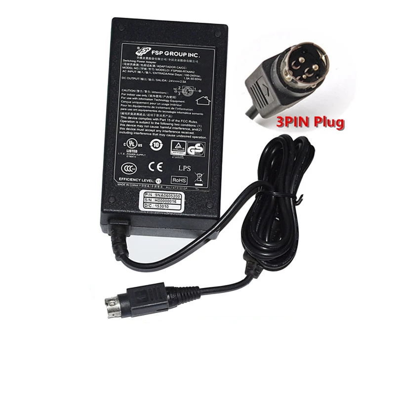 

Genuine FSP FSP060-RTAAN2 Switching AC Power Adapter Charger 24V 2.5A 60W 3PIN FSP060-RAA Printer Power Supply