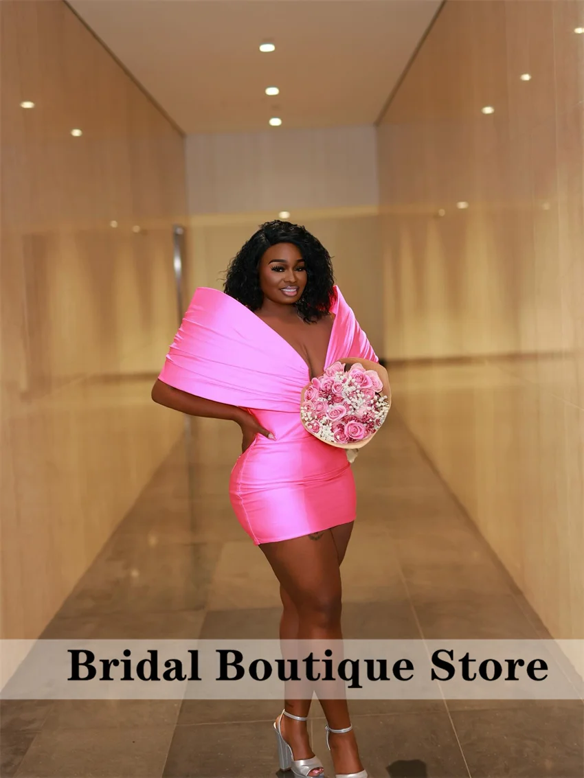 

Stunning Hot Pink 2025 Prom Gown Two Gloves Off Shoulder Birthday Party Cocktail Dresses Homecoming Custom-Made Customized