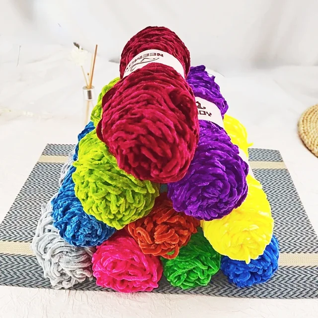 Hilo de chenilla de 100g, espesor medio, hilo tejido a mano, tejido de ganchillo, Material DIY para sombreros, zapatos, bufandas, bolsos, lana tejida