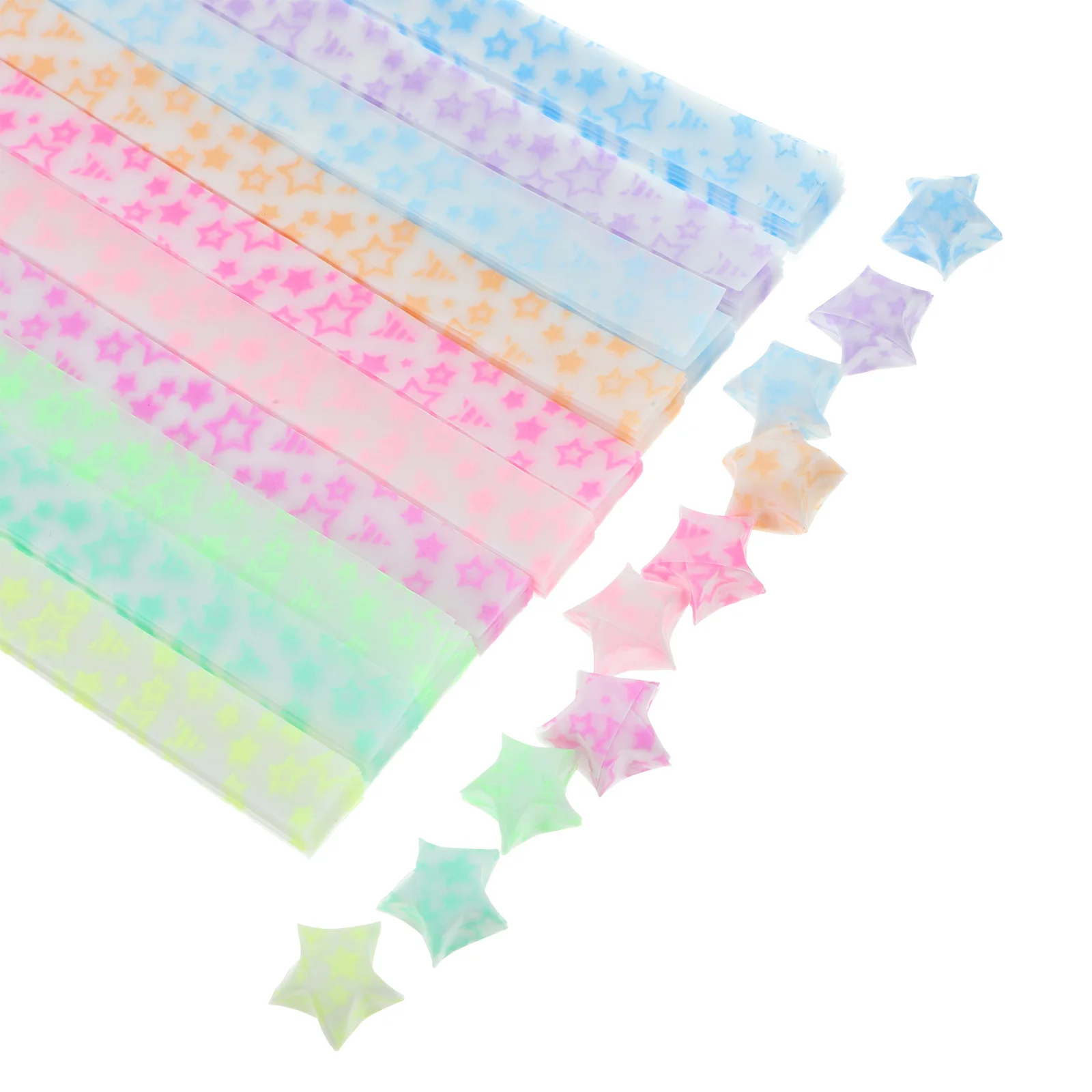 Kit de manualidades de papel de colores mezclados, Origami de estrella luminosa, decoración de escritorio plegable, 840 Uds.