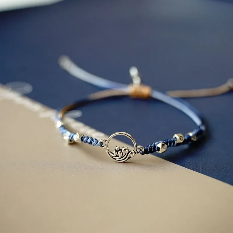 Valentine\'s Day Couple Bracelet for Women Men Original Design Mountains and Rivers Matching Handwork Adjustable Bangle Jewelry