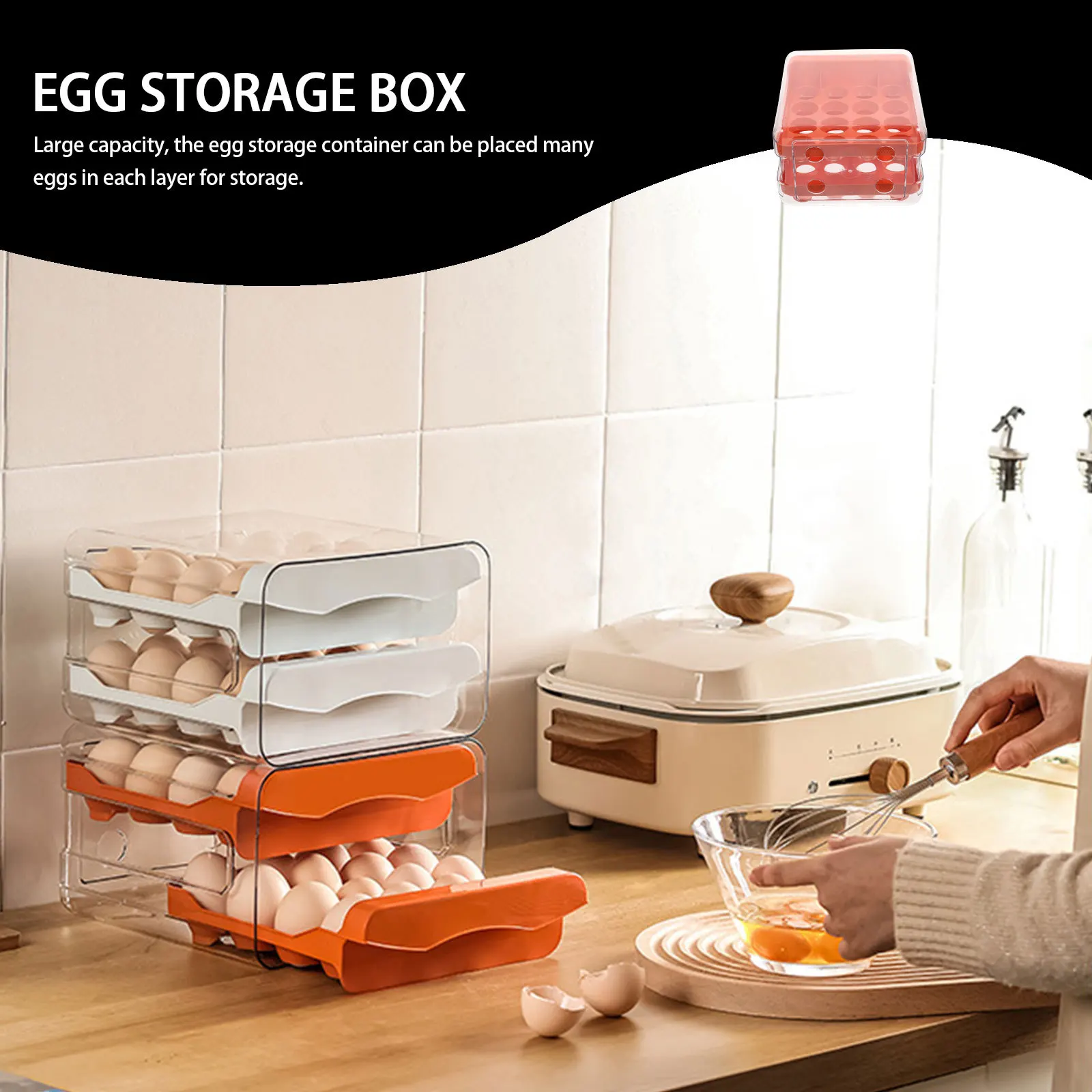 

Box Thickened Reusable Egg Organizer For Refrigerator Plastic Fridge Supplies Household Egg Drawer Multi-Function Storage