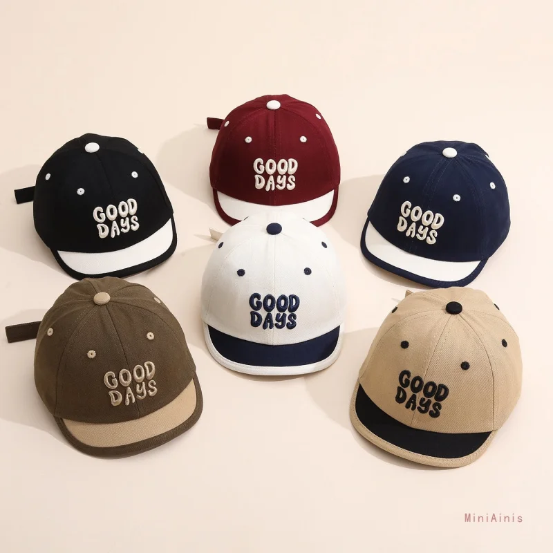 

Детская бейсболка для весны и лета, с вышитыми буквами, солнцезащитная кепка для мальчиков, кепка-уточка, белая, для малышей