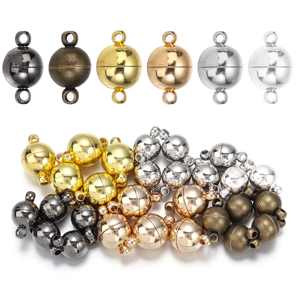 5 Sätze/los 6/8/10/12/14mm Runde Magnetische Verschlüsse Kupfer Ball Form Ende Schnalle Anschlüsse für DIY Schmuck Machen Armbänder Halskette