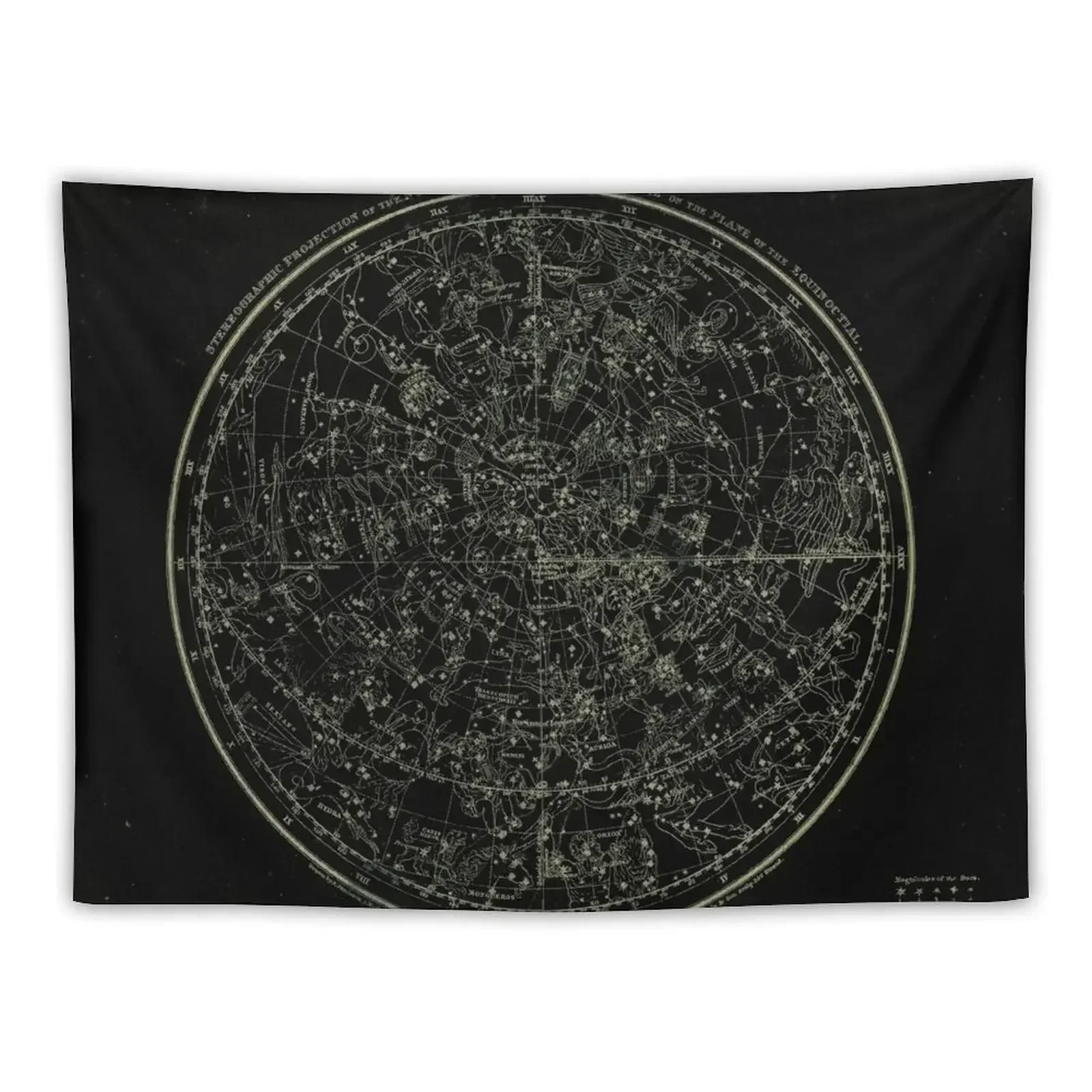 Constellations of the Northern Hemisphere | Yellowed Ink on Black Tapestry Decor For Room Wall Hangings Decoration Tapestry