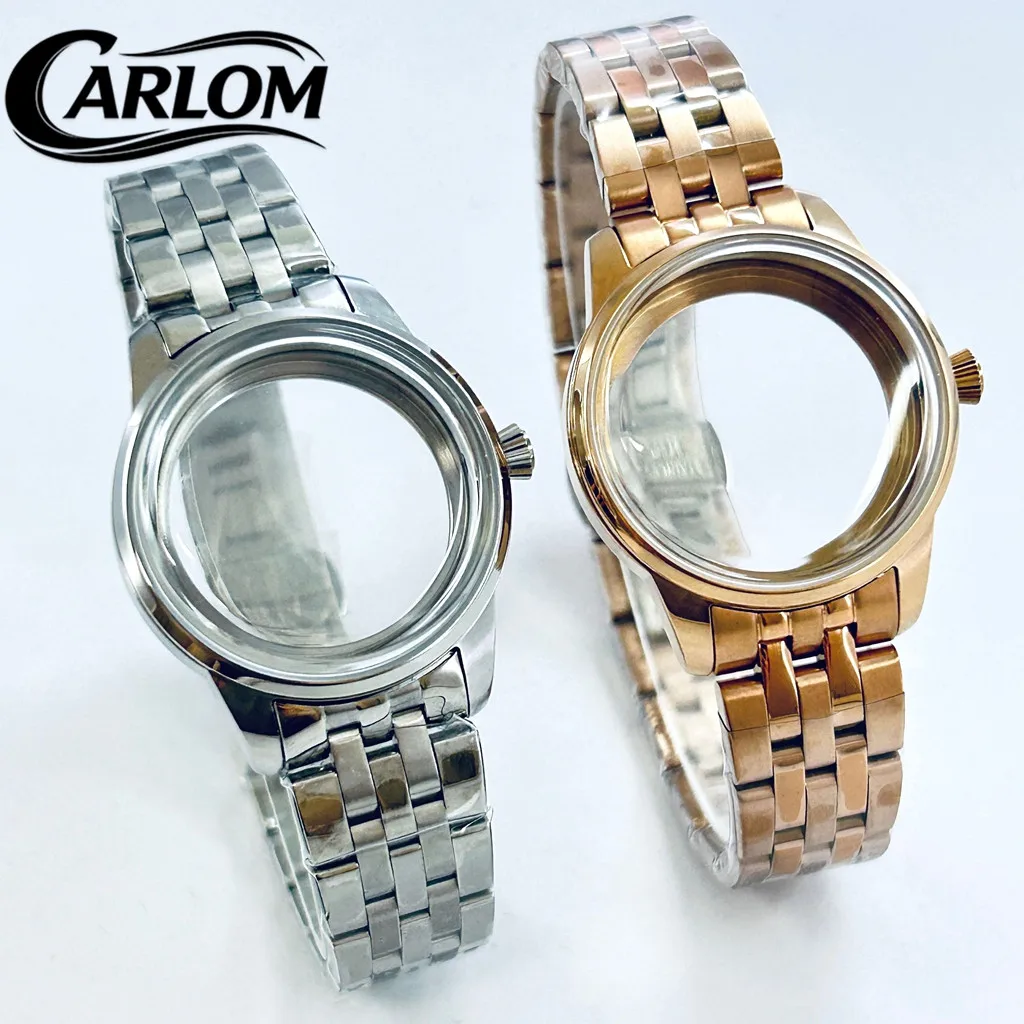 33mm NH Watch Case For NH34 NH35 NH36 NH38 NH39 NH70 NH72 Movement Cocktail Arch Glass Case Silver Rose Gold Polishing Lady