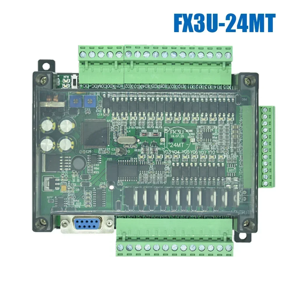 Amsamotion FX3U-24MR FX3U-24MT PLC Programmable Logic Controller 14DI/10DO Analog 6AI/2AO RS232 RS485 Industrial Control Board F