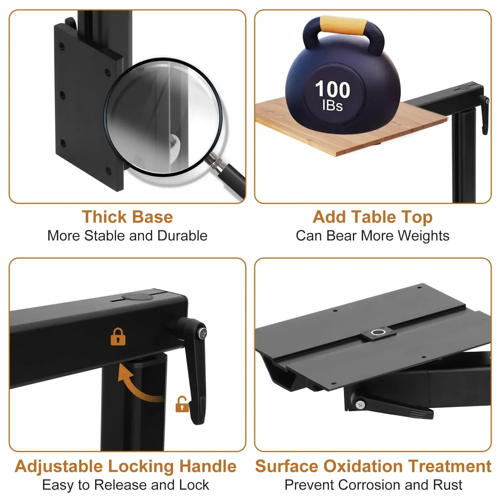 RV Foldable Table Leg System with Adjustable 360° Rotating Aluminum Base, Suitable for Campervan Tables, Chairs and Accessories