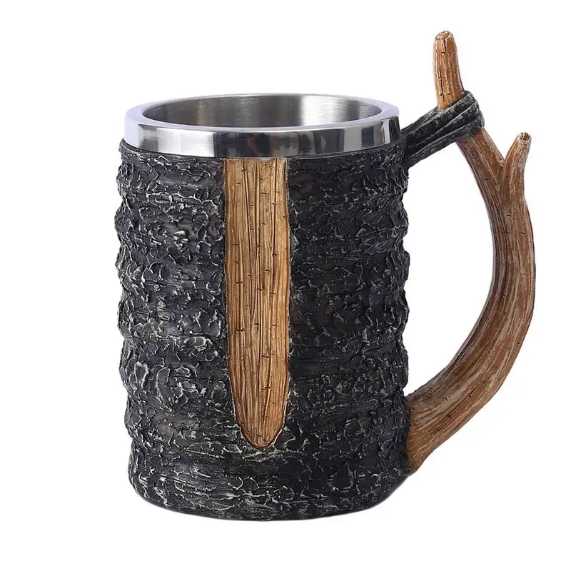 

Resin Coffee Mug Resin 20 Oz Decorative Beer Mug with Handle Beer Stein for Home Bar Ktv Restaurant Stainless Steel Mug