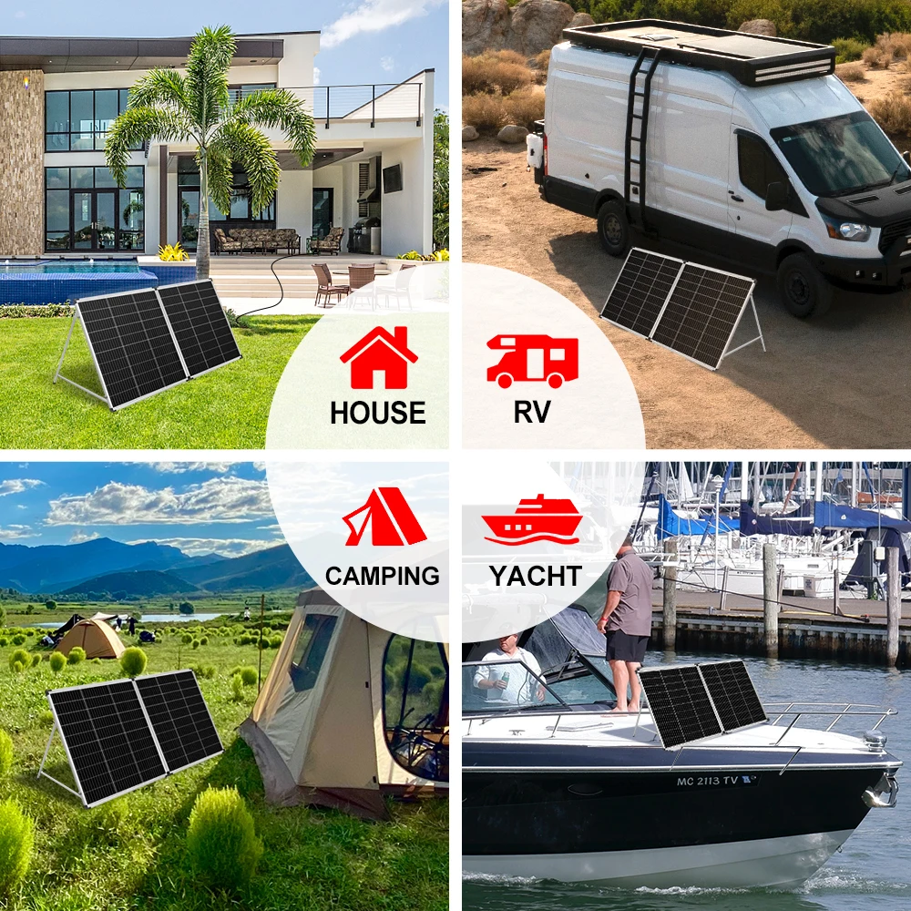 DOKIO 18V 200W Rigi Faltbares Solarpanel +20A 12V Laderegler Faltbare Photovoltaik-Zellenpaneele/System-Ladegerät Komplettset – Detail 8
