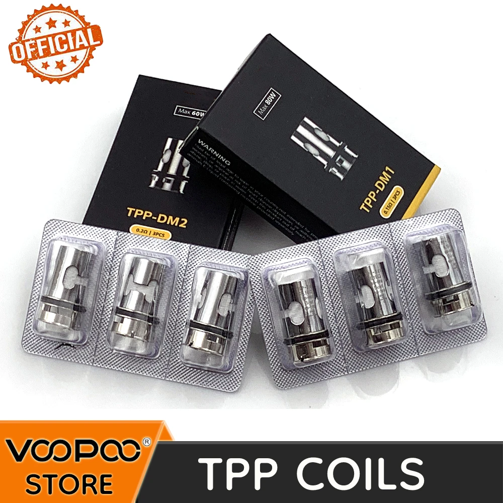 Offizielle VOOPOO TPP-Spule DM1 0,15 Ohm DM2 0,2 Ohm DM3 DM 4 0,3 Ohm für TPP Pod Tank/Drag 3/X Plus/Drag X S Pro Kit/Argus GT II Kit