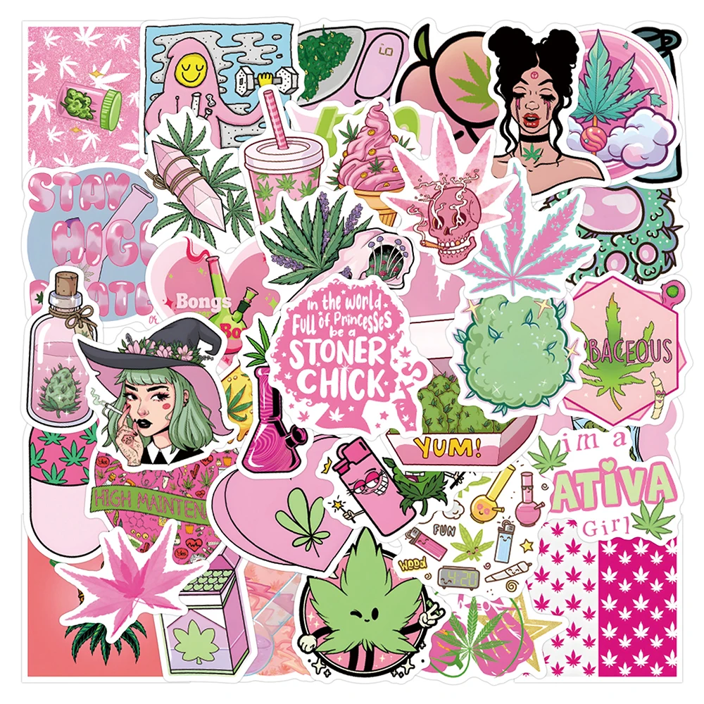 

10/30/50/110pcs Funny Leaf Weed Cartoon Stickers Smokeing Decal Kid Toy for Notebook Skateboard Phone Car Cool PVC Sticker Decor