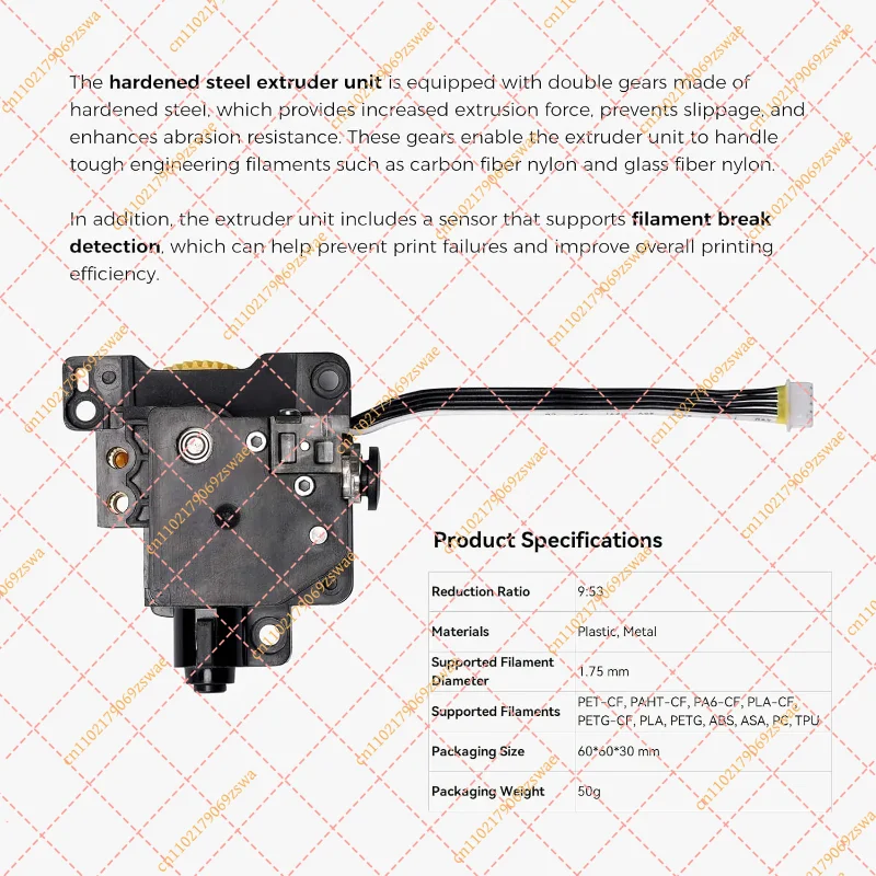 Extruder Replacement Part for Bambu Lab X1 X1C Dual-Gear Broken Filament Detection