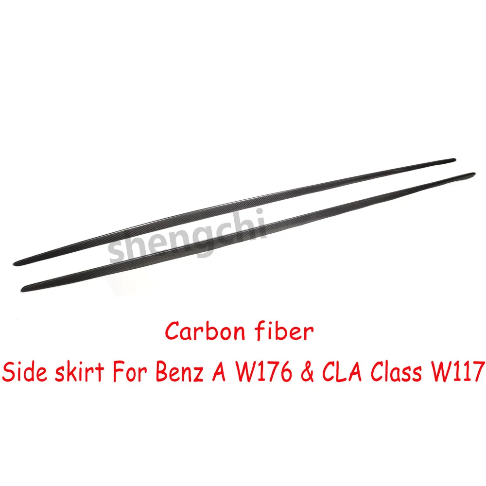 W117 Carbon Fiber Side Skirt Bumper Extensions For Mercedes Benz A Class W176 & CLA Class C117 A250 A45 CLA180 CLA45 AMG