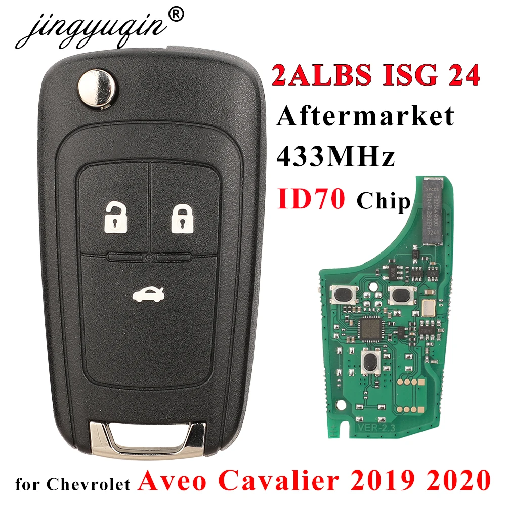 Zdalny kluczyk samochodowy jingyuqin 433MHz ID70 dla Chevrolet Aveo Cavalier 2019 2020 2 albs1sg24 wymiana klucza pełną kontrolę
