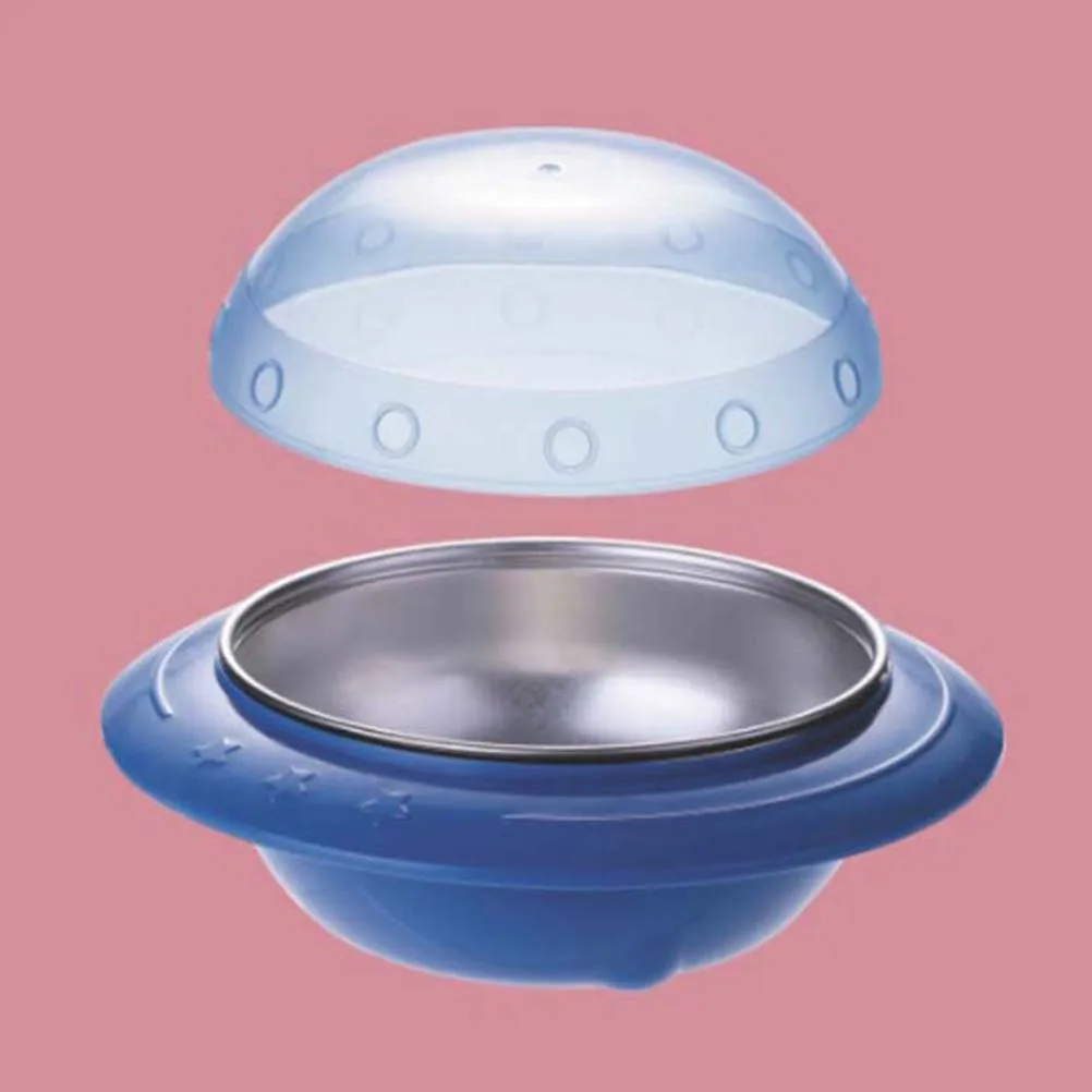 

1 шт., изолированная синяя мультяшная миска с летающей тарелкой из нержавеющей стали, многофункциональная миска для сервировки еды для домашнего ребенка