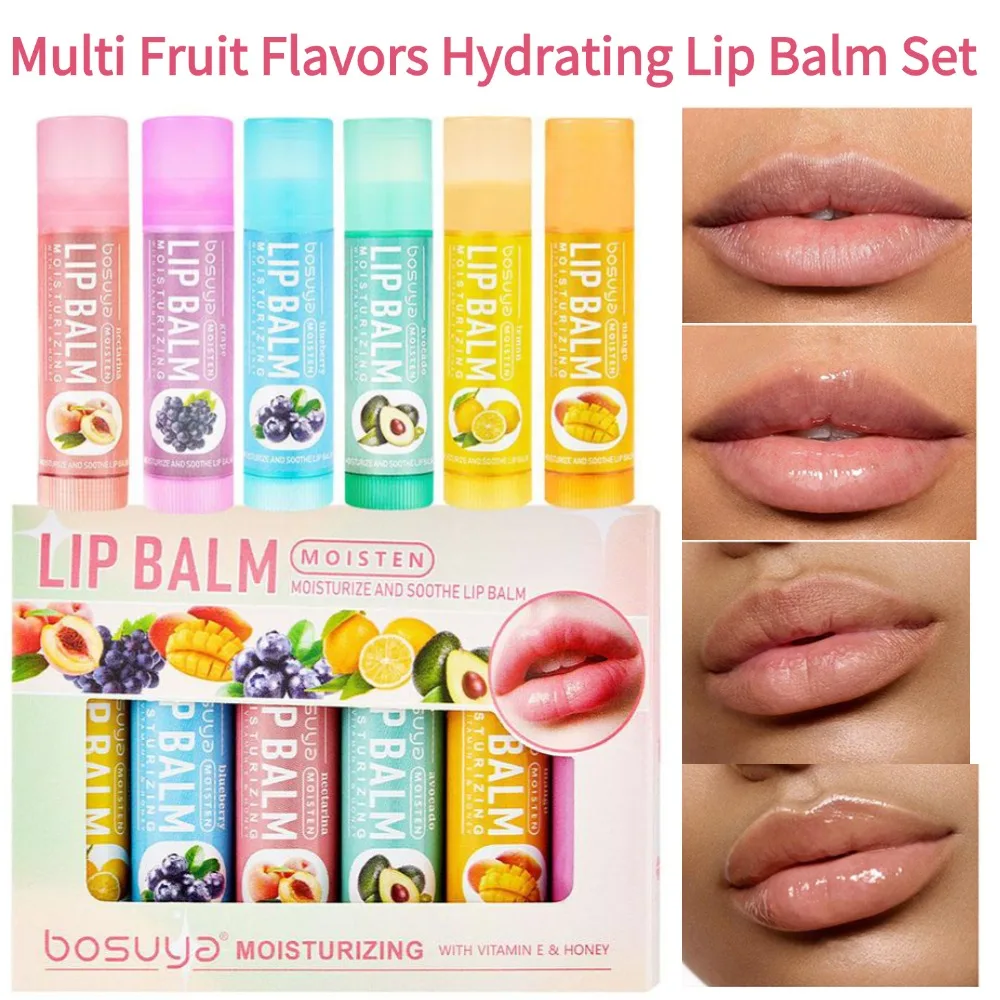 

Fruit Series Lip Balm Set Honey Vitamin E Moisturizing Repair Anti-Cracked Non-sticky Lip Balm Transparent Lip Oil Lips Care