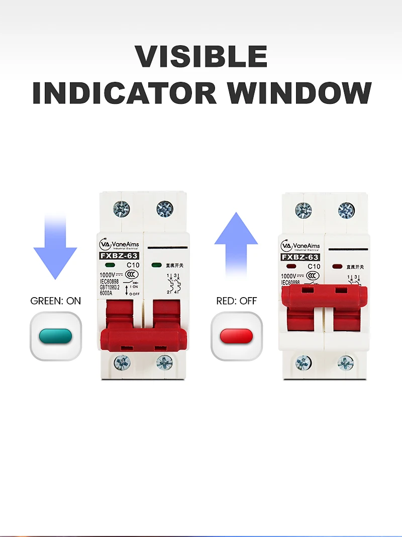 2p DC 1000V Solar leistungs schalter 6a 10a 20a 25a 32a 40a 50a 63a DC1000V PV MCB Din Rail Batteriesc halter für Photovoltaik anlage – Detail 4