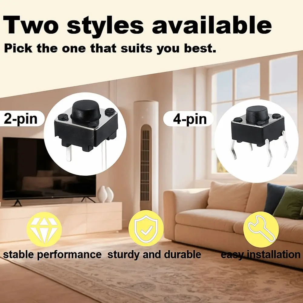 

200pcs Universal 6*6 Size Key Switch Kit 4 Feet Tactile Tact Push Button Switch PCB Mixed Touch Buttons Micro Switch Toys