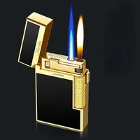 Metal Windproof Torch Gas Lighter Double Flame Butane Lighter Smoking Accessory  Gadgets for Men Gift Cigarette Lighter