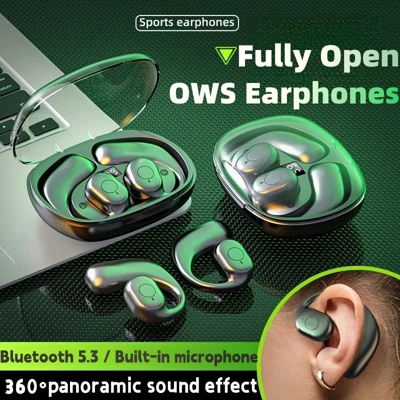 F60 Bluetooth Earphone Air-conduction Wireless Headphone HD-Calling Headset Fashionable Business sport Ear-hook Earphones