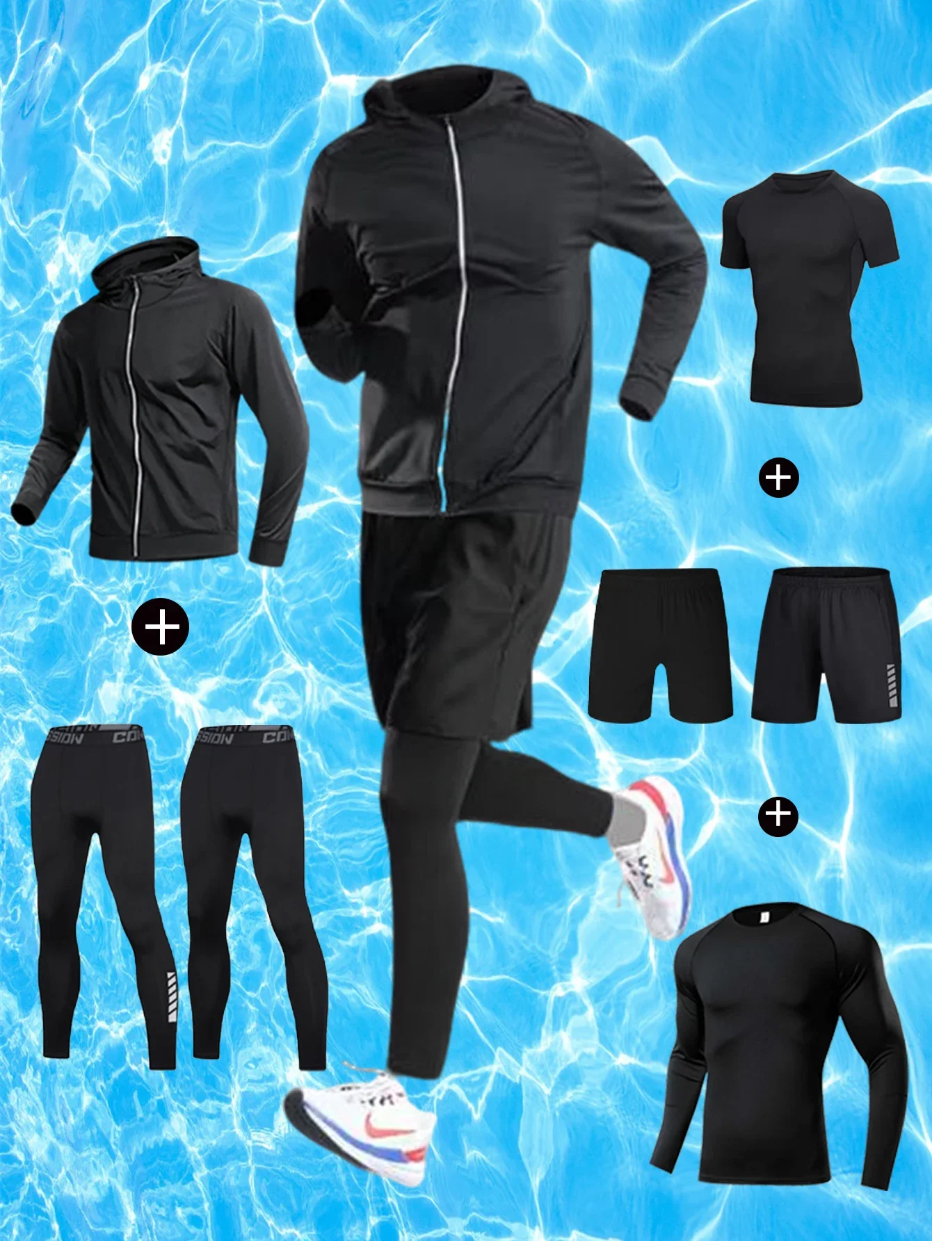 

2025 New quick-drying men's tight-fitting clothes, running and fitness training suits, mountaineering suits