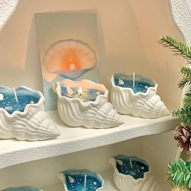 Seashell Candle Aesthetic Trendy Candles Hand Poured Long Burn Time Home Candles With Sandalwood Fragrances For Room Decor