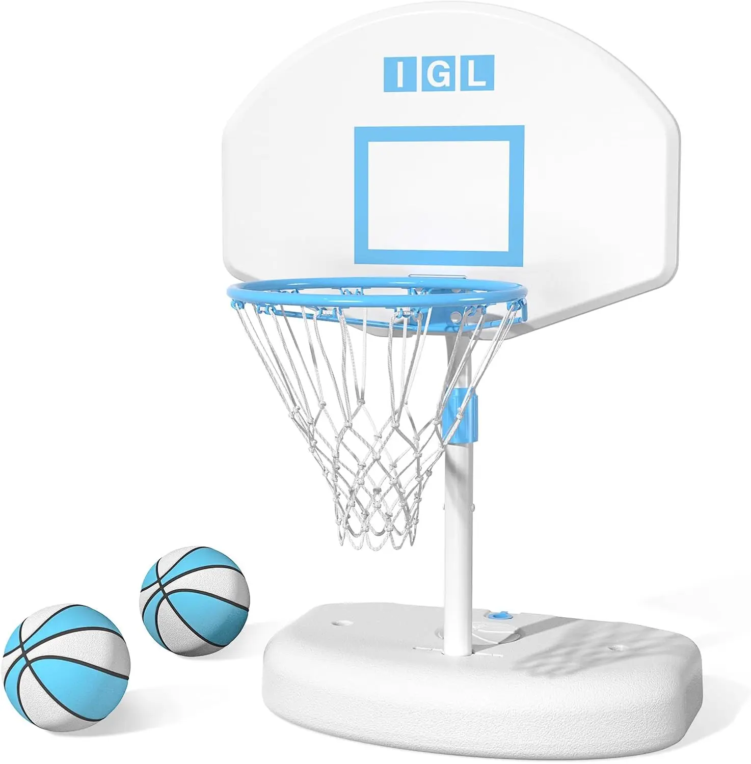 Portable Swimming Pool Basketball Goal with 28/32/36/44 Inch Backboard, Water-Filled Base for Stability, Includes 2 Balls and Pump - Outdoor Summer Fun for Kids & Adults
