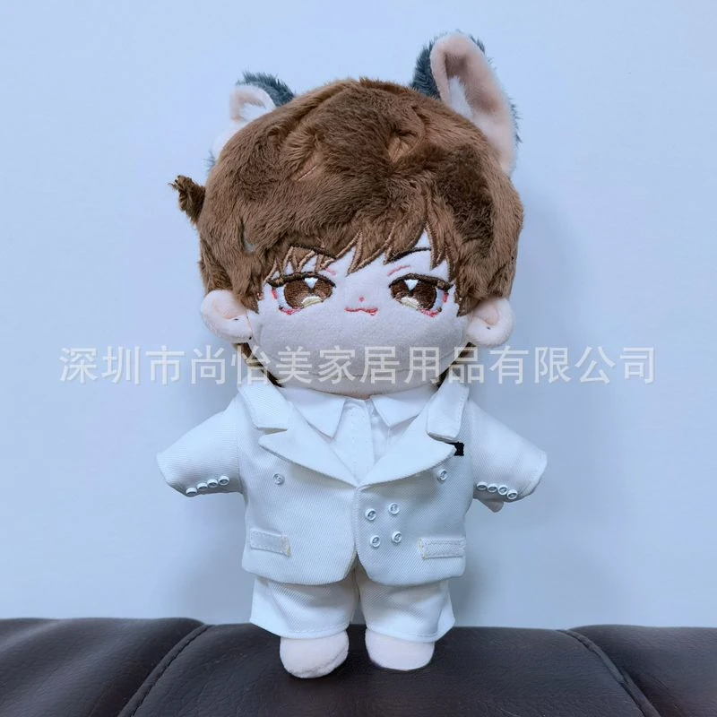 20cm Plush Doll Clothes Baby Clothes Star Doll Clothes Anime Cotton Doll Changing White Suit Three Piece Suit For Boy Doll Gift