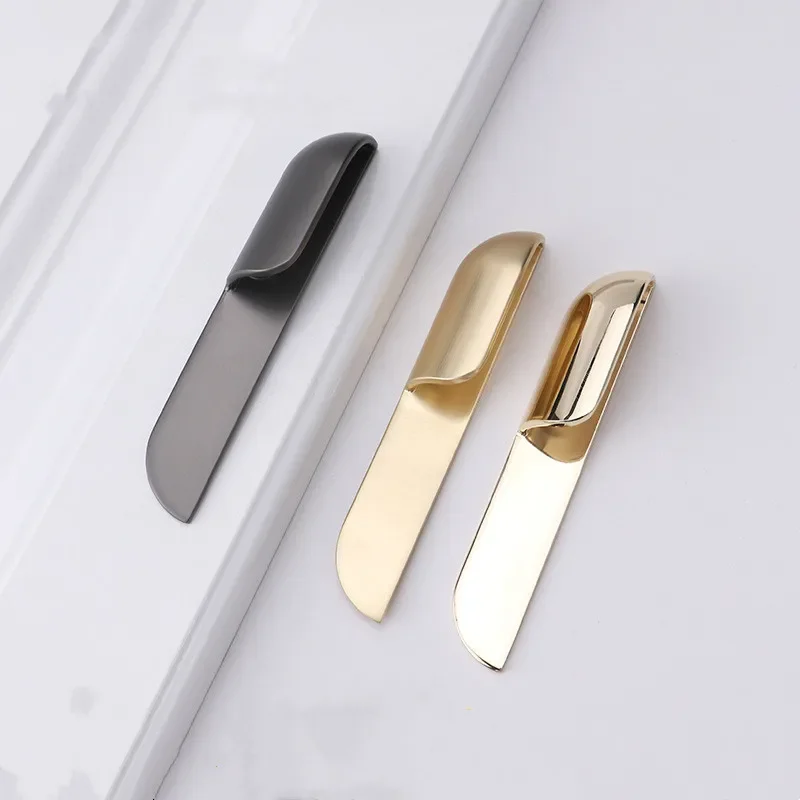 Light Luxury Wardrobe Door Handle Modern Cabinet Handle Solid Zinc Alloy Golden Drawer Copper Wire Drawing Door Handle  Pulls