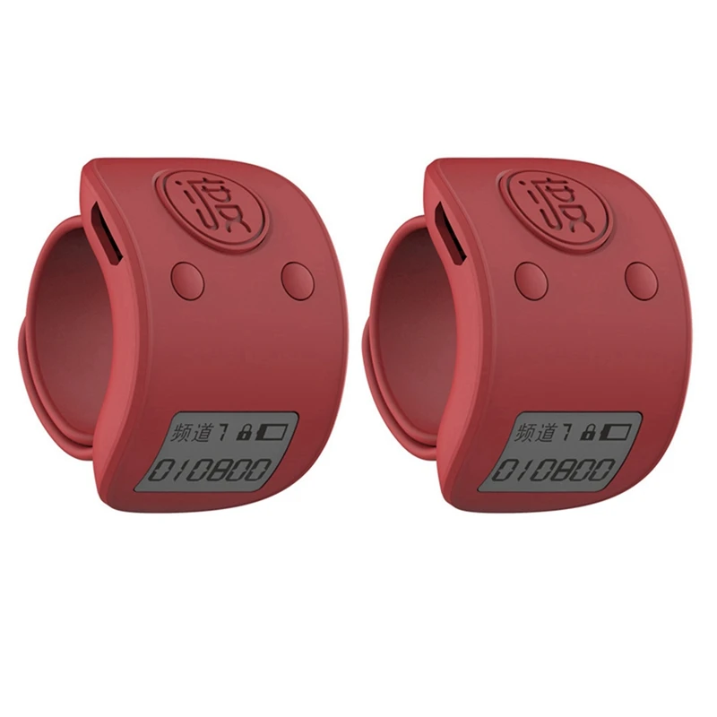 

6X Mini Digital LCD Electronic Finger Ring Hand Tally Counter 6 Digit Rechargeable Counters Clicker-Red