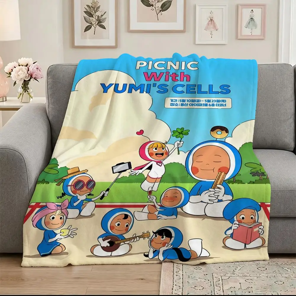 Manhwa Y-Yumis C-Cells Throw Soft Warm Flannel Blanket, Multi-use Throw for Bed Sofa Office, Air Conditioning Nap Blanket