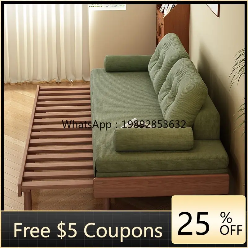 LYY White Ash Wood Sofa Bed Pull-out Bed Living Room Study Room Pull-out Nap  Simple Bedroom All Solid Wood Sofa