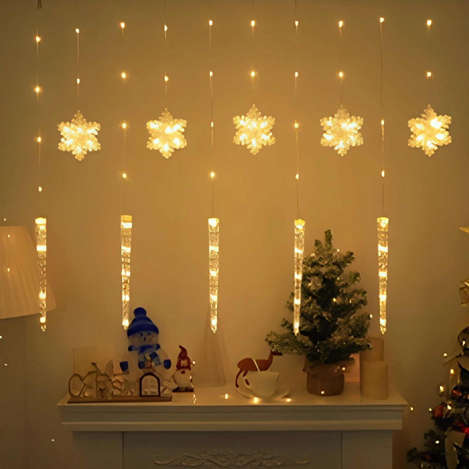 أضواء جليد ندفة الثلج لعيد الميلاد مع 8 أوضاع سلسلة أضواء أضواء ندفة الثلج لديكور عيد الميلاد الداخلي والخارجي