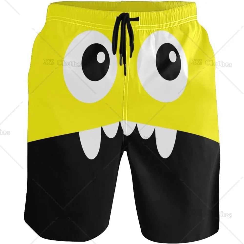 Funny Big Eyes Beach Shorts Summer Swim Trunks Sports Running Bathing Suits with Mesh Lining and Pocket