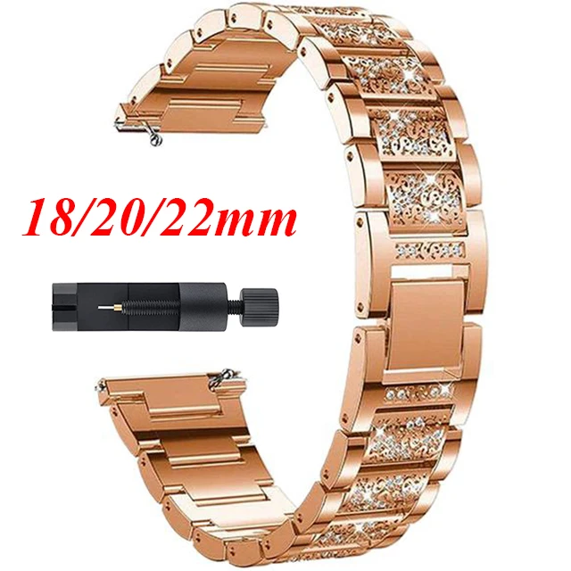 Correa de diamante de 18mm, 20mm y 22mm para Samsung Galaxy Watch 7/6/5/4/3 40mm 44mm Gear S3 Active2, pulsera para mujer, Correa de reloj ostentosa